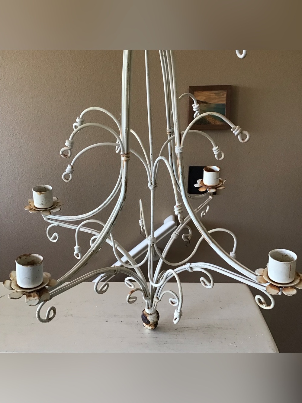 Vintage Shabby Farmhouse Cottage Metal Candelabra - Picture 2 of 4